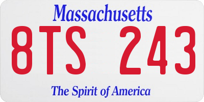 MA license plate 8TS243