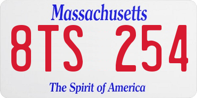 MA license plate 8TS254