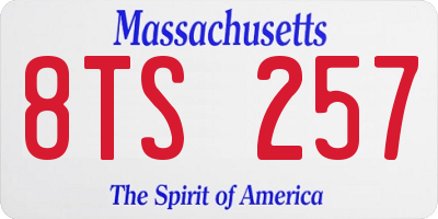MA license plate 8TS257
