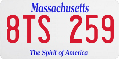 MA license plate 8TS259