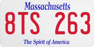 MA license plate 8TS263
