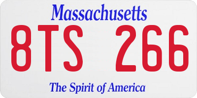 MA license plate 8TS266