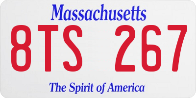 MA license plate 8TS267