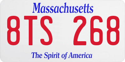 MA license plate 8TS268