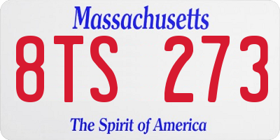 MA license plate 8TS273