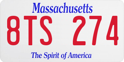 MA license plate 8TS274