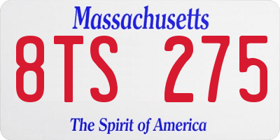 MA license plate 8TS275