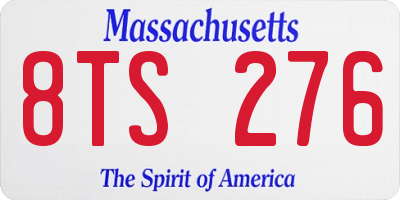 MA license plate 8TS276