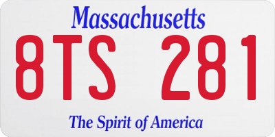 MA license plate 8TS281