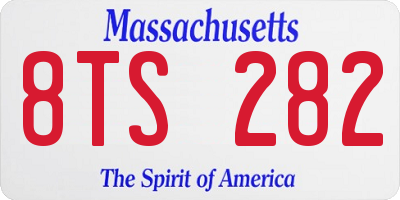 MA license plate 8TS282