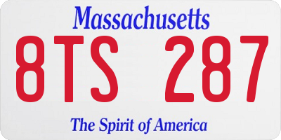 MA license plate 8TS287