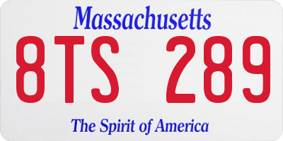 MA license plate 8TS289