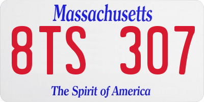 MA license plate 8TS307