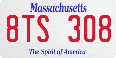 MA license plate 8TS308