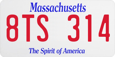 MA license plate 8TS314