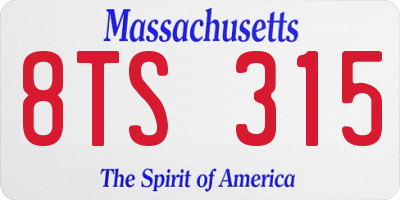 MA license plate 8TS315