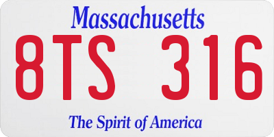 MA license plate 8TS316