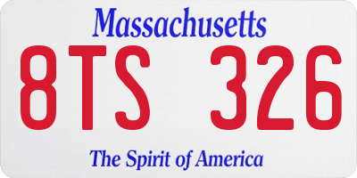 MA license plate 8TS326