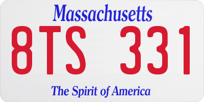 MA license plate 8TS331