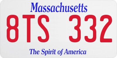 MA license plate 8TS332