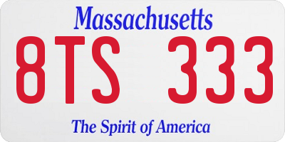 MA license plate 8TS333