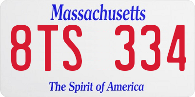 MA license plate 8TS334