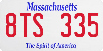 MA license plate 8TS335