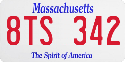 MA license plate 8TS342