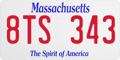 MA license plate 8TS343
