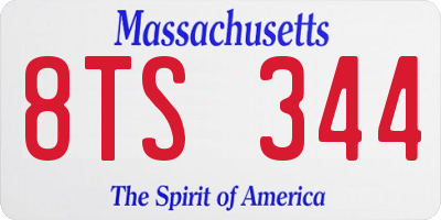 MA license plate 8TS344