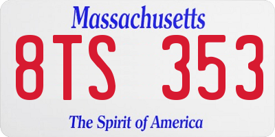 MA license plate 8TS353
