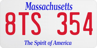 MA license plate 8TS354