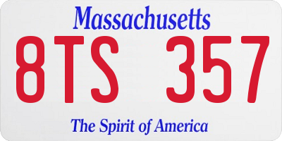 MA license plate 8TS357