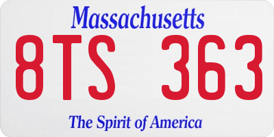 MA license plate 8TS363