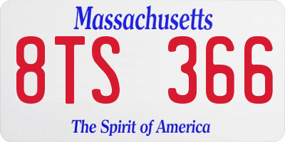 MA license plate 8TS366