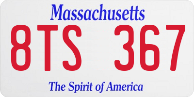 MA license plate 8TS367