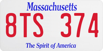 MA license plate 8TS374