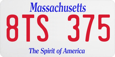 MA license plate 8TS375