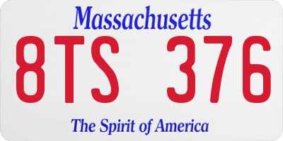 MA license plate 8TS376
