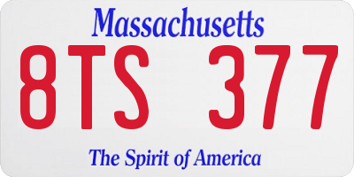 MA license plate 8TS377