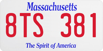 MA license plate 8TS381