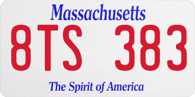 MA license plate 8TS383