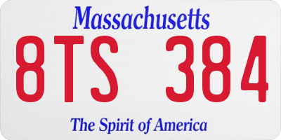 MA license plate 8TS384