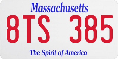 MA license plate 8TS385