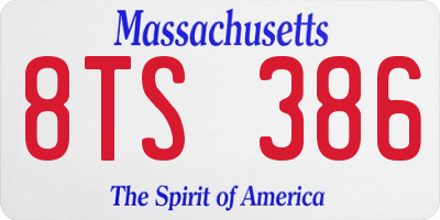 MA license plate 8TS386