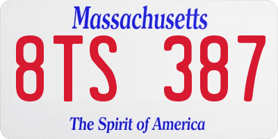 MA license plate 8TS387