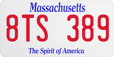 MA license plate 8TS389