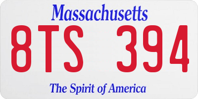 MA license plate 8TS394