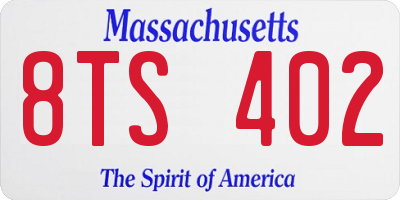 MA license plate 8TS402
