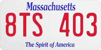 MA license plate 8TS403